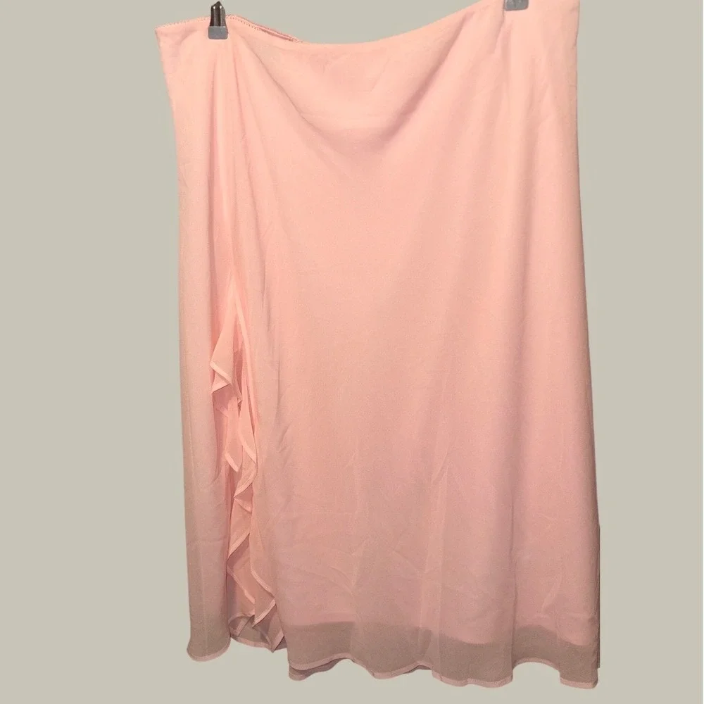Wild Fable Pink Ruffle‎ Midi Skirt XXL Pastel Chiffon Side Slit WFB1405BJ NWT
